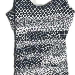 Chic Black and White Patterned Mini Dress